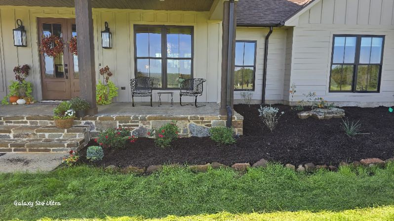 Pictured: a new flower bed gives can brighten up your home with instant curb appeal. 